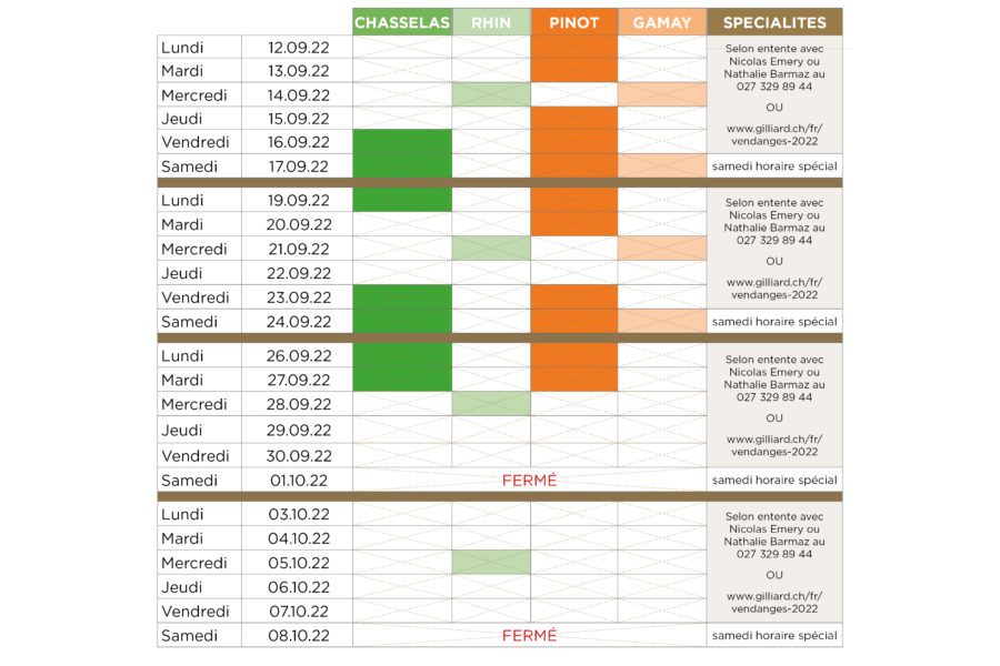 Calendrier 2022